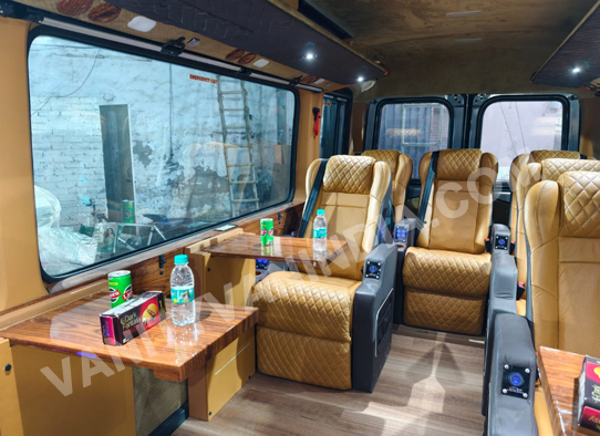 premium force urbania mini van with 1x1 recliner massager seats hire delhi